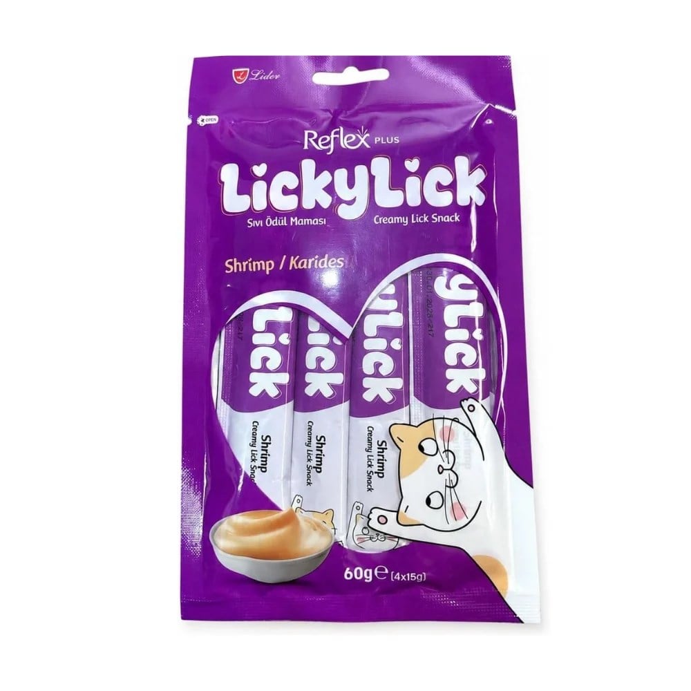 Reflex Plus Lickylick Karidesli Kedi Sıvı Ödül Maması 4 x15 g