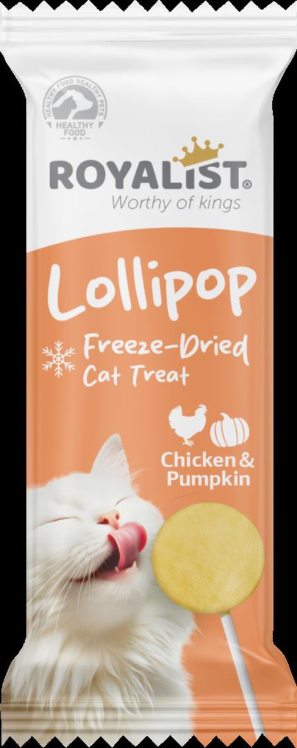 Royalist Freeze Dried Tavuklu ve Balkabaklı Kedi Lolipop Ödül 1,4 Gr