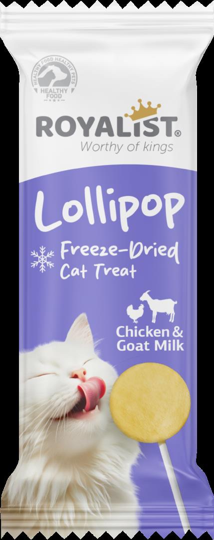 Royalist Freeze Dried Tavuklu ve Keçi Sütlü Kedi Lolipop Ödül 1,4 Gr