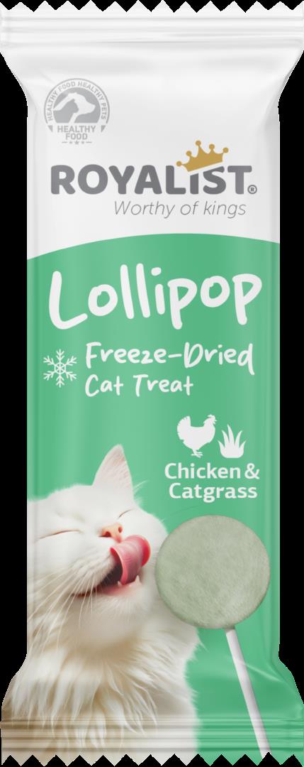 Royalist Freeze Dried Tavuklu ve Kedi Çimli Kedi Lolipop Ödül 1,4 Gr