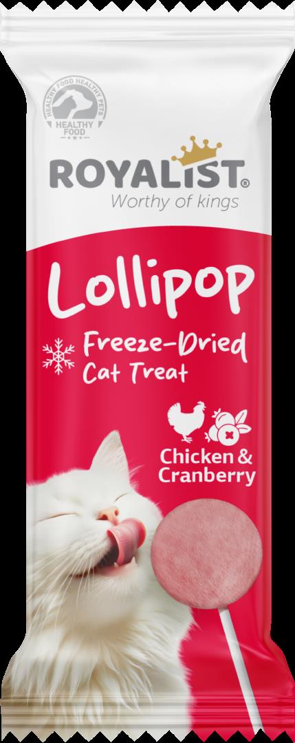 Royalist Freeze Dried Tavuklu ve Kızılcıklı Kedi Lolipop Ödül 1,4 Gr
