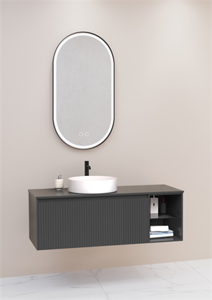 ALMONDE 120 CM ANTRASİT LAVABOLU BANYO DOLABI - ANTRASİT (BOY DOLAP HARİÇ)