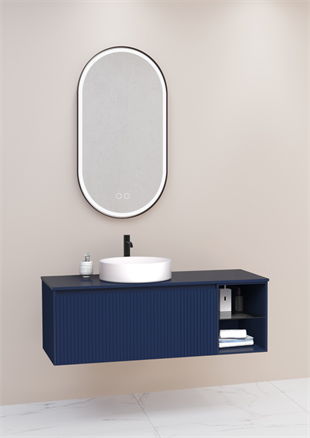 ALMONDE 120 CM BEYAZ LAVABOLU BANYO DOLABI - LACİVERT (BOY DOLAP HARİÇ)