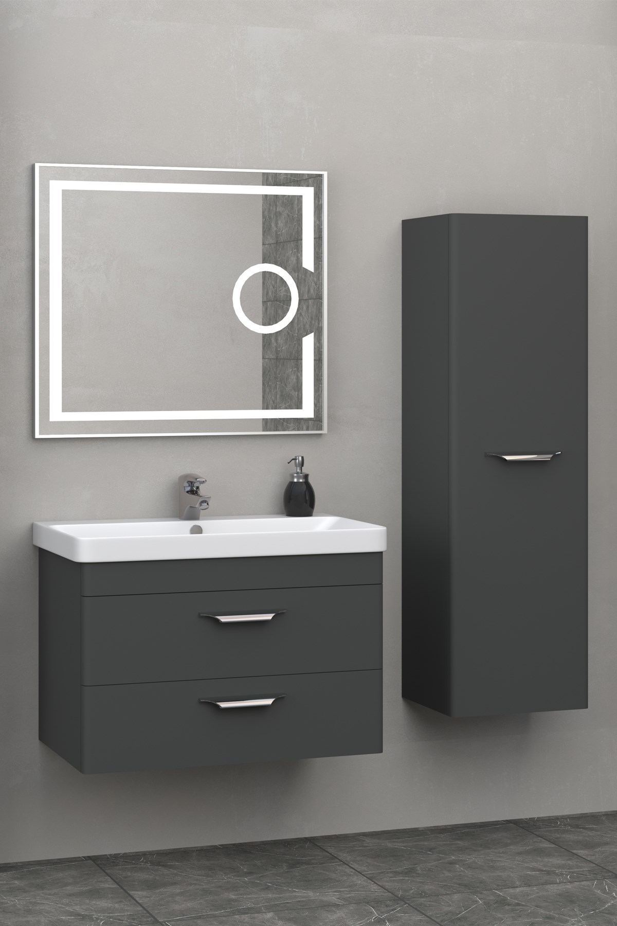 MARİA 80 CM BANYO DOLABI - ANTRASİT (BOY DOLAP HARİÇ)