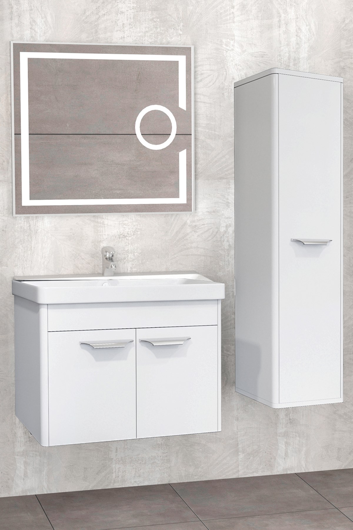MAUNA 80 CM BANYO DOLABI - BEYAZ (BOY DOLAP DAHİL)