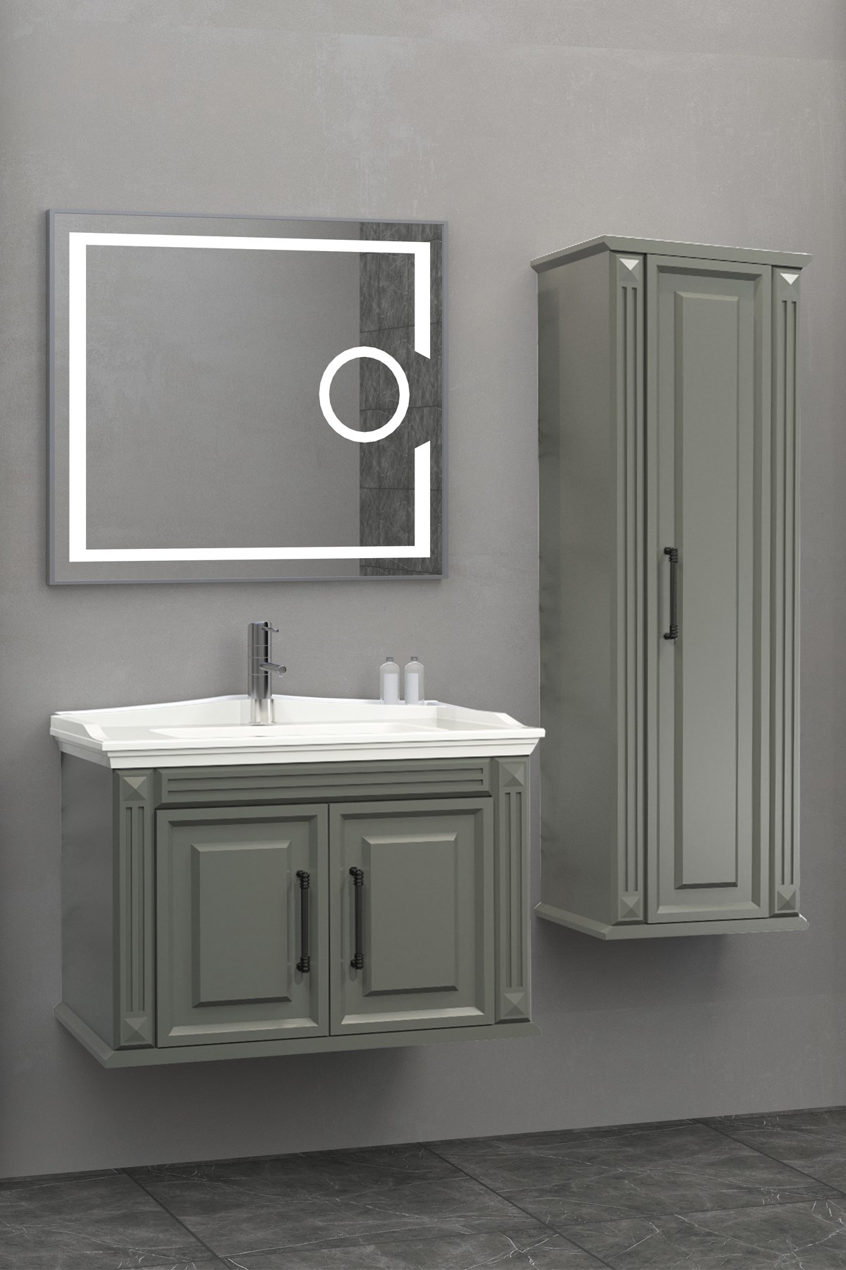 MİLANO 80 CM BANYO DOLABI - ANTRASİT (BOY DOLAP DAHİL)
