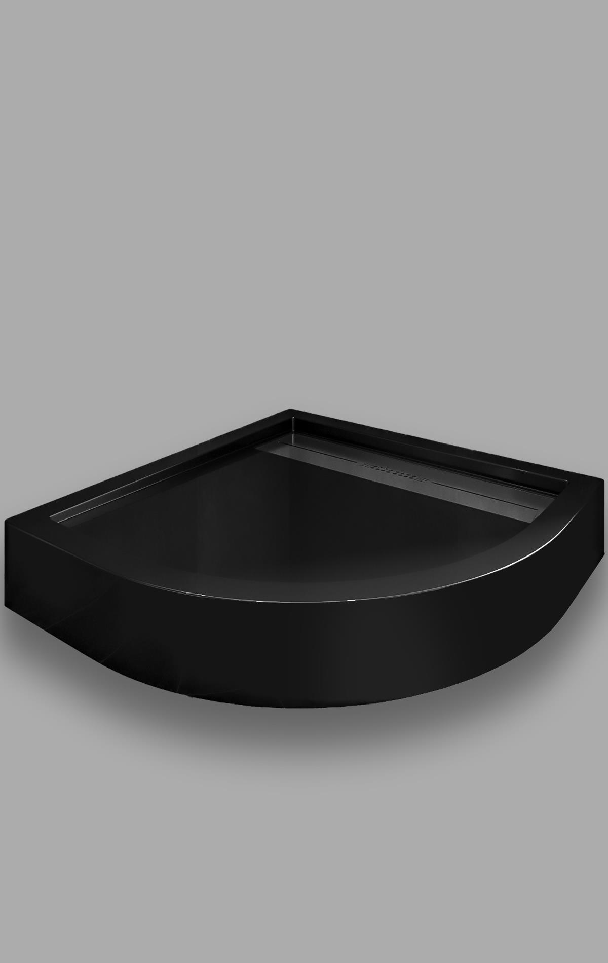 NETDEKO OLİVO  OVAL PASLANMAZ SİFONLU MONOBLOK SİYAH  DUŞ TEKNESİ