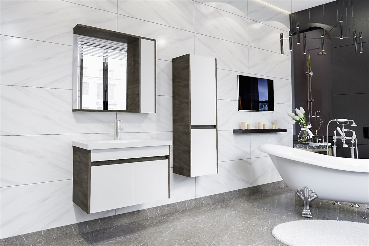 NİCE 80 CM  BANYO DOLABI BEYAZ/İRONY (BOY DOLABI HARİÇ)