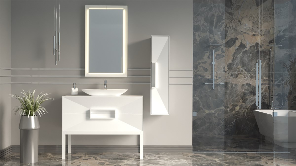OMENTE 100CM BANYO DOLABI-BEYAZ(BOY DOLAP DAHİL )