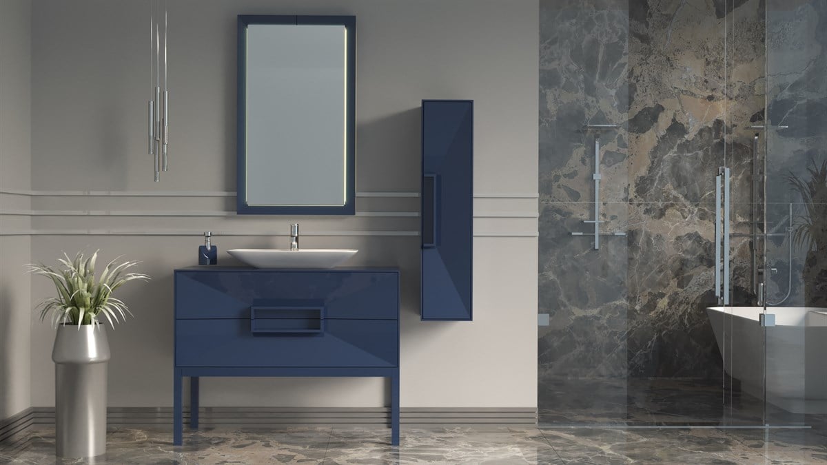 OMENTE 100CM BANYO DOLABI-LACİVERT (BOY DOLAP DAHİL )