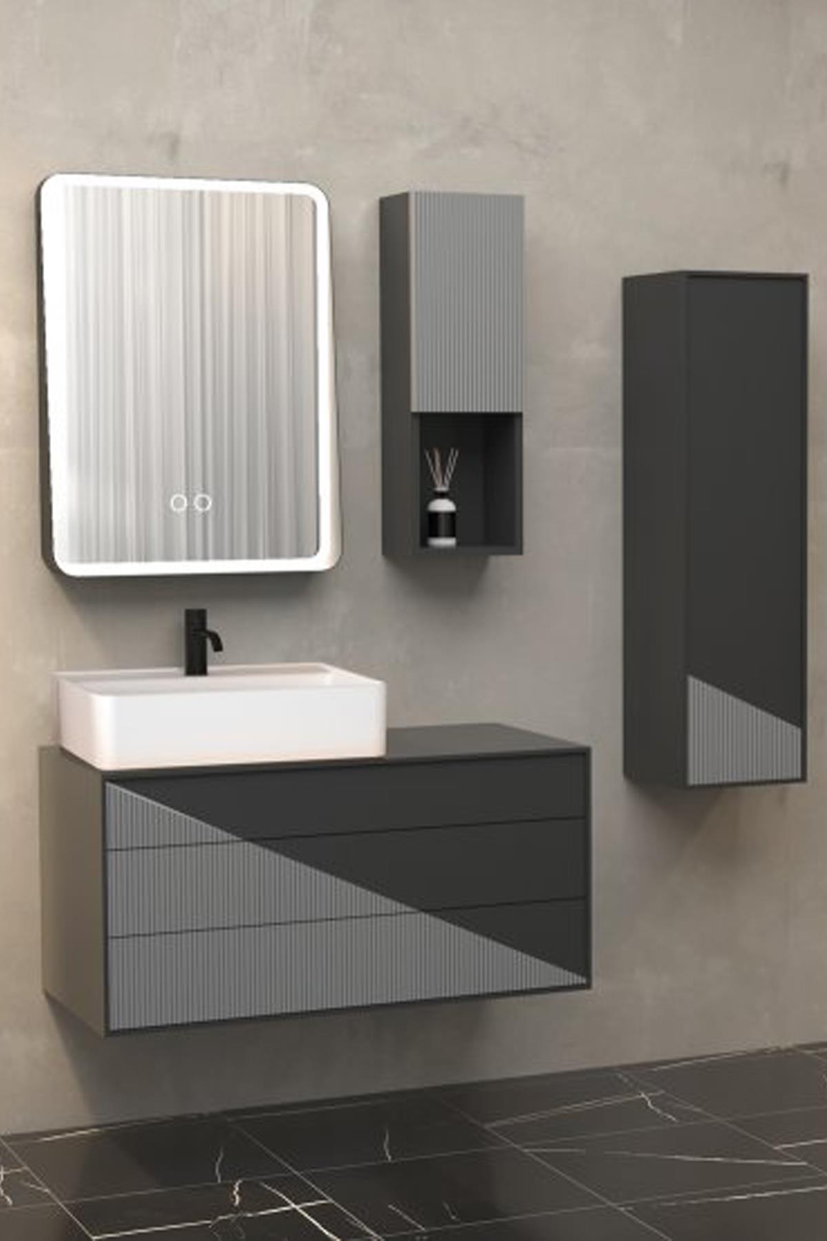 VARGAS 100 CM BEYAZ LAVABOLU BANYO DOLABI (BOY DOLAP DAHİL)