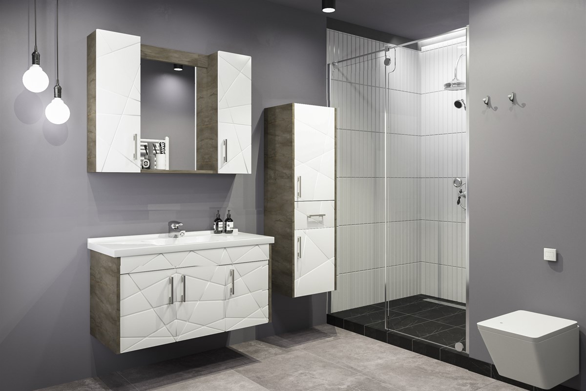 VİCTORİA 100 CM CM BANYO DOLABI (BOY DOLAP DAHİL )