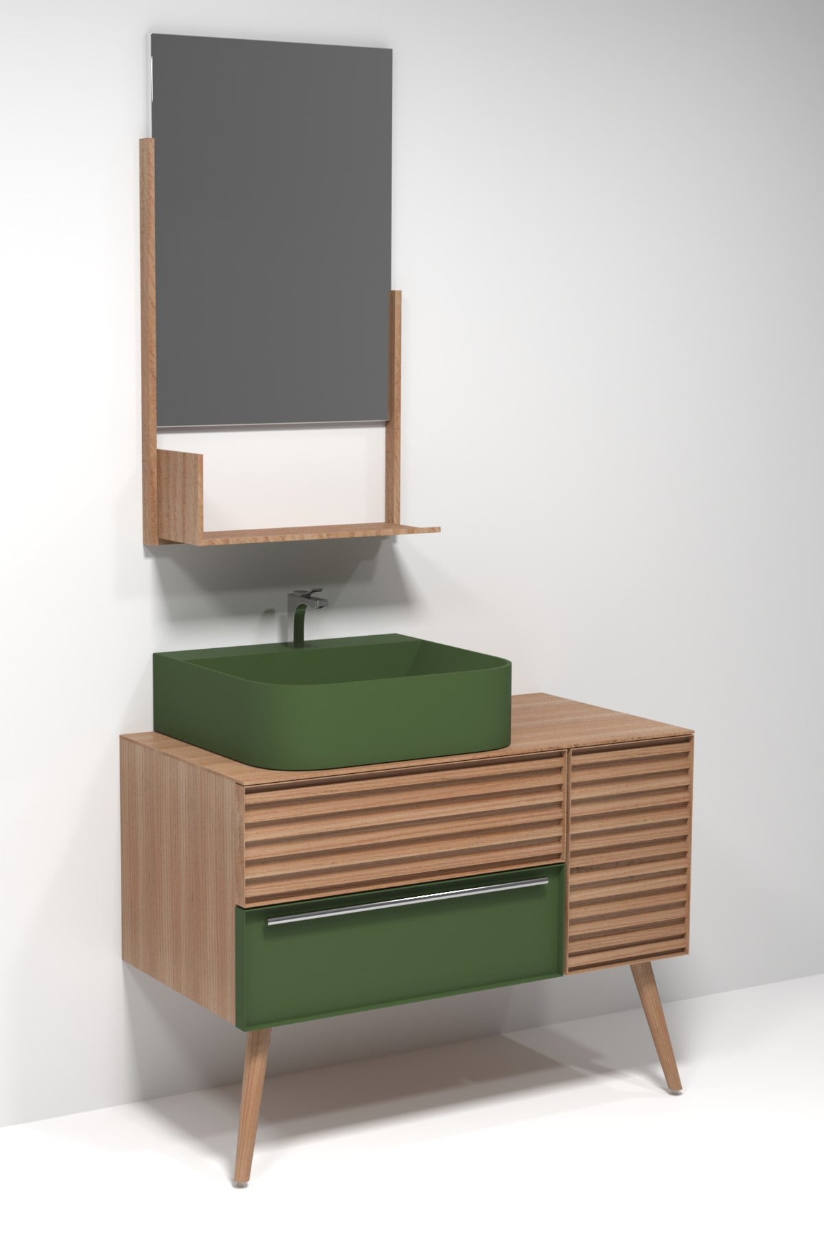 ZELENA 100 CM BANYO DOLABI - YEŞİL / MEŞE