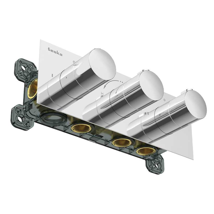TeskaTeska Termostatik Üç Yönlü Banyo Batarya Gövdesi-KromTAC 4000
