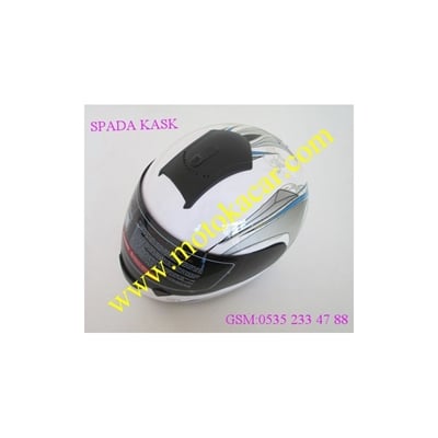 SPADA KASK BEYAZ GRİ KIRMIZI SİYAH DESENLİ