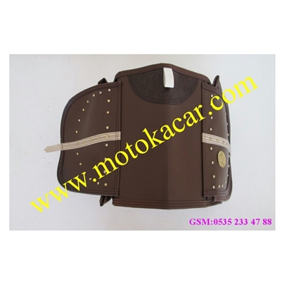 MOTOSİKLET DERİ HEYBE KAHVERENGİ - SİYAH