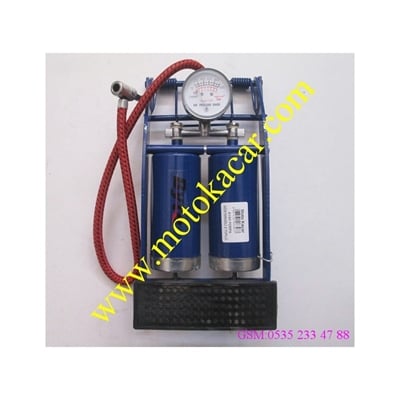 MOTOSİKLET BİSİKLET AYAK POMPA GÖSTERGELİ 2 TÜPLÜ
