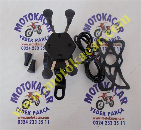 MOTOSİKLET TELEFON TUTUCU ŞARJ SOKETLİ