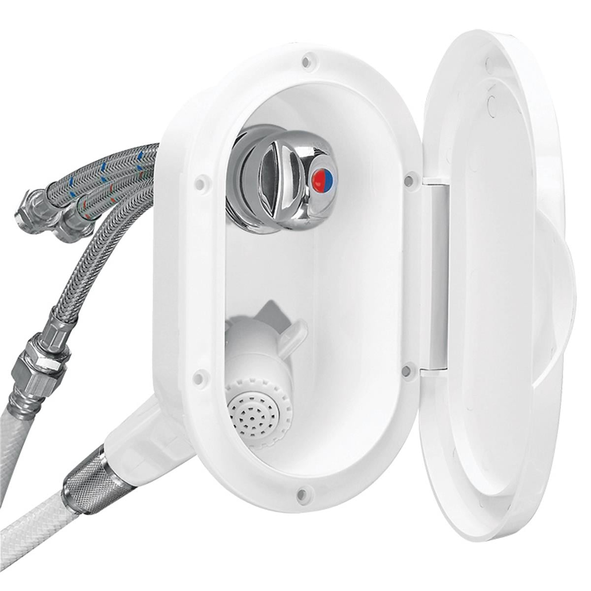  Case w/Wh.Shower, Cold Wat.Tap, 3m Hose, w/Lid, White 