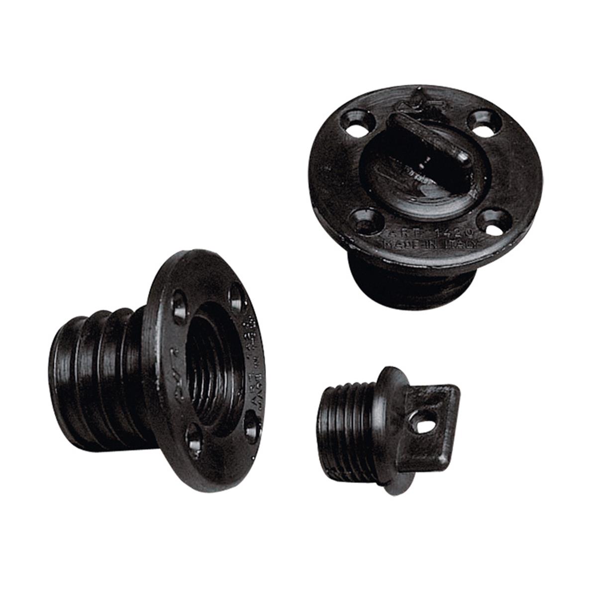  Drain Socket w/4-Holes w/Plug, Round Ø43mm, Black 