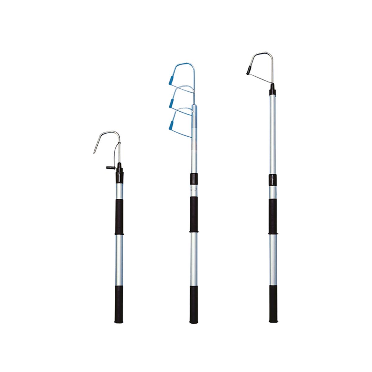  Teleskopik Aluminyum Balık Kancası . Çap Ø30mm, L.800-1205mm & Inox kanca Ø8mm x W.100mm 