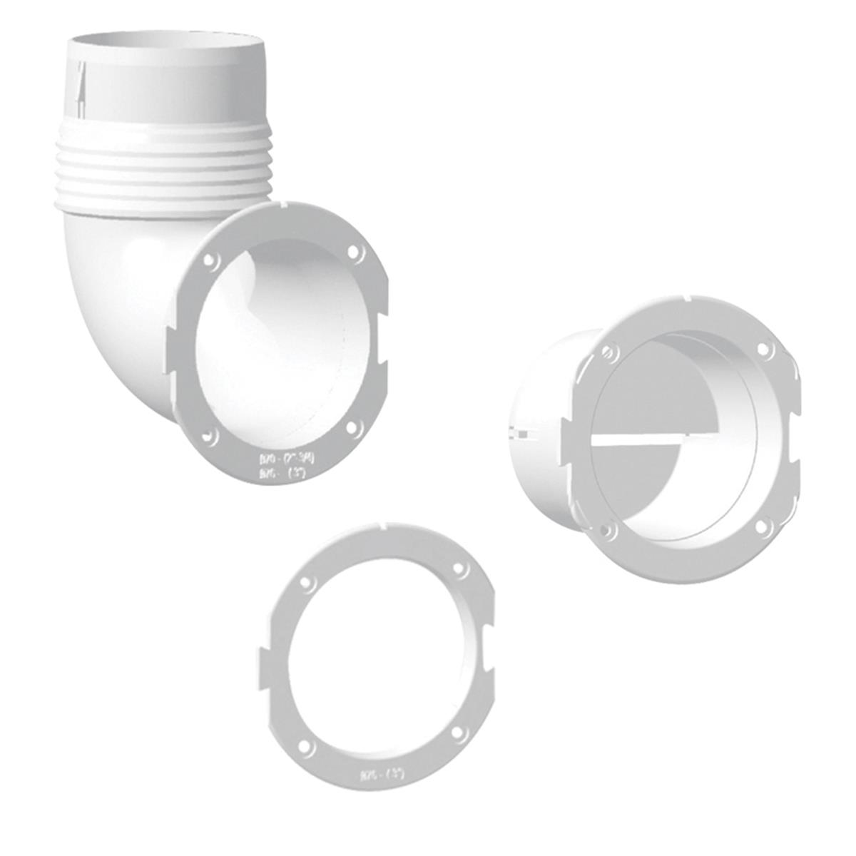  Ventilator Connector Flange, Ø76 x 5mm, White 