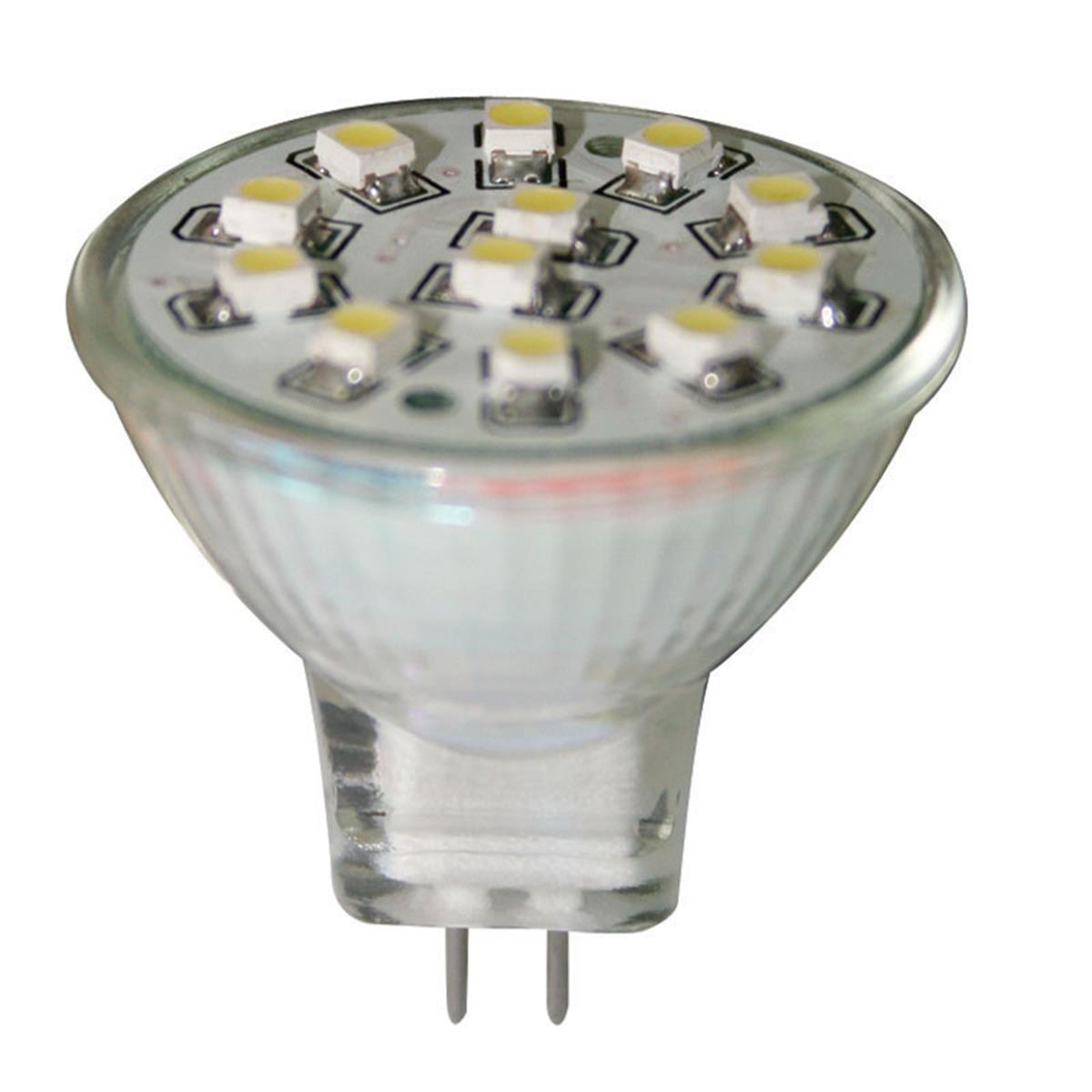  Ampül 12V, LED, MR11, G4, cool white -  12 SMDs,35x37mm 