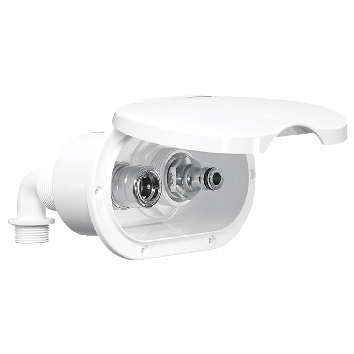  Case w/Water Inlet/Outlet, Elbow Conn. w/Lid, White 