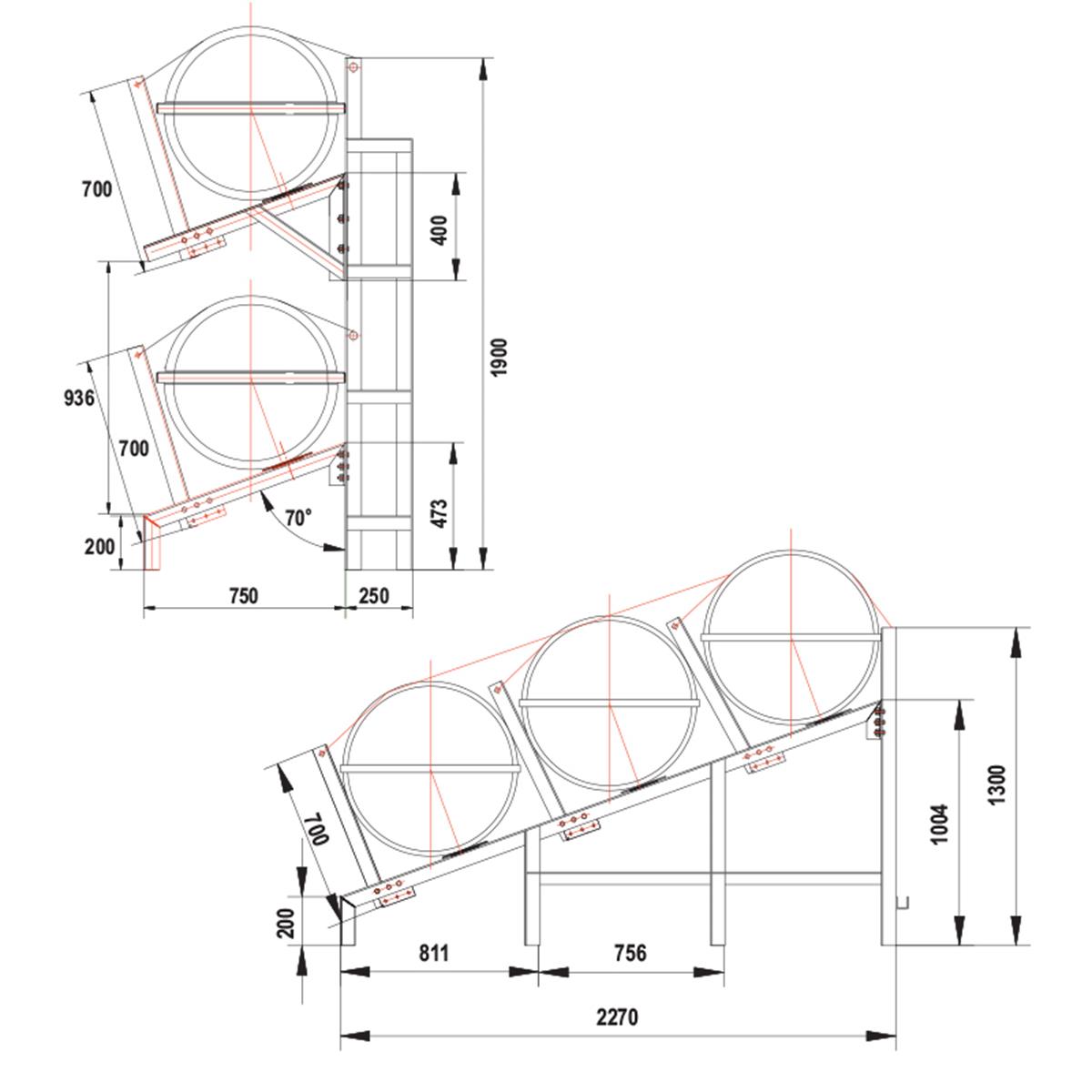  Dikey Beşik/Cradle SOLAS OCEANO için,2-sıra, 6-25(A), 6-35(B) 