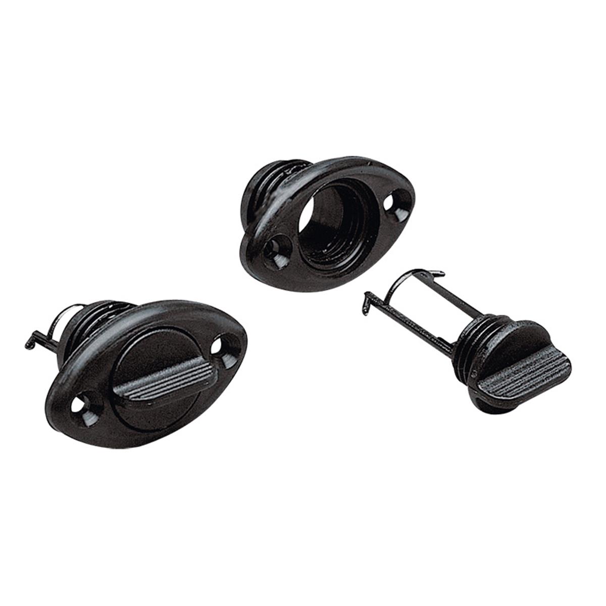  Drain Socket, w/Captive Plug, Oval 54x33mm, Black 