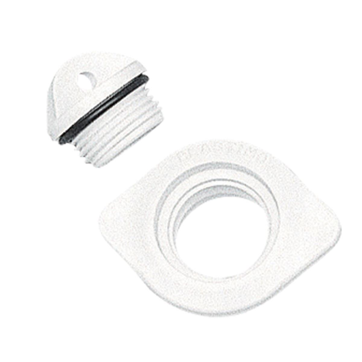  Drain Socket w/Plug, Oval, Plain, 48x36mm, White 