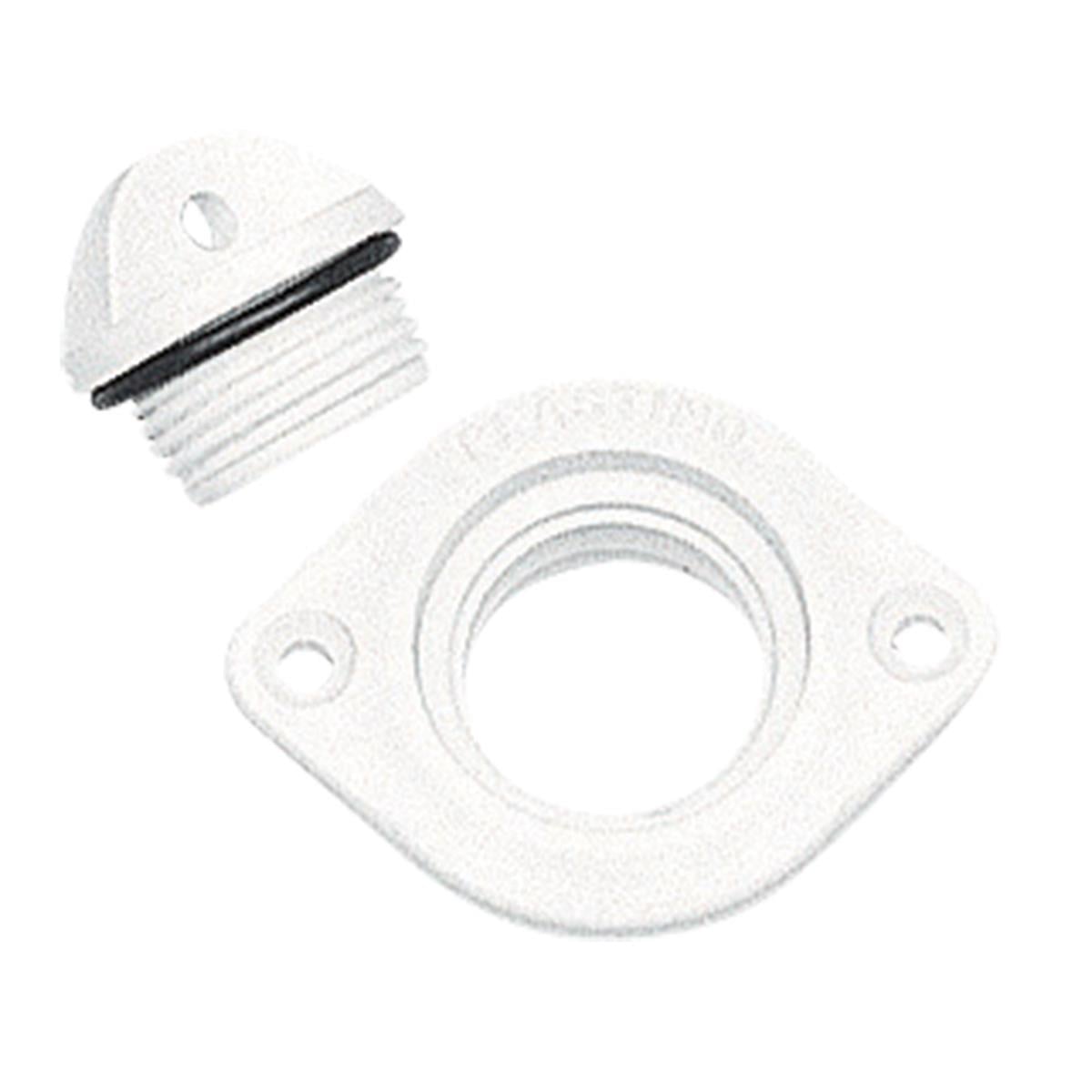  Drain Socket w/Plug, Oval w/2 Holes, 48x36mm, White 