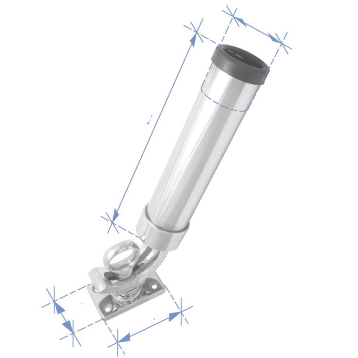  Kamış tutamağı (Güverte Tipi), Inox 316, L232mm, W51mm 