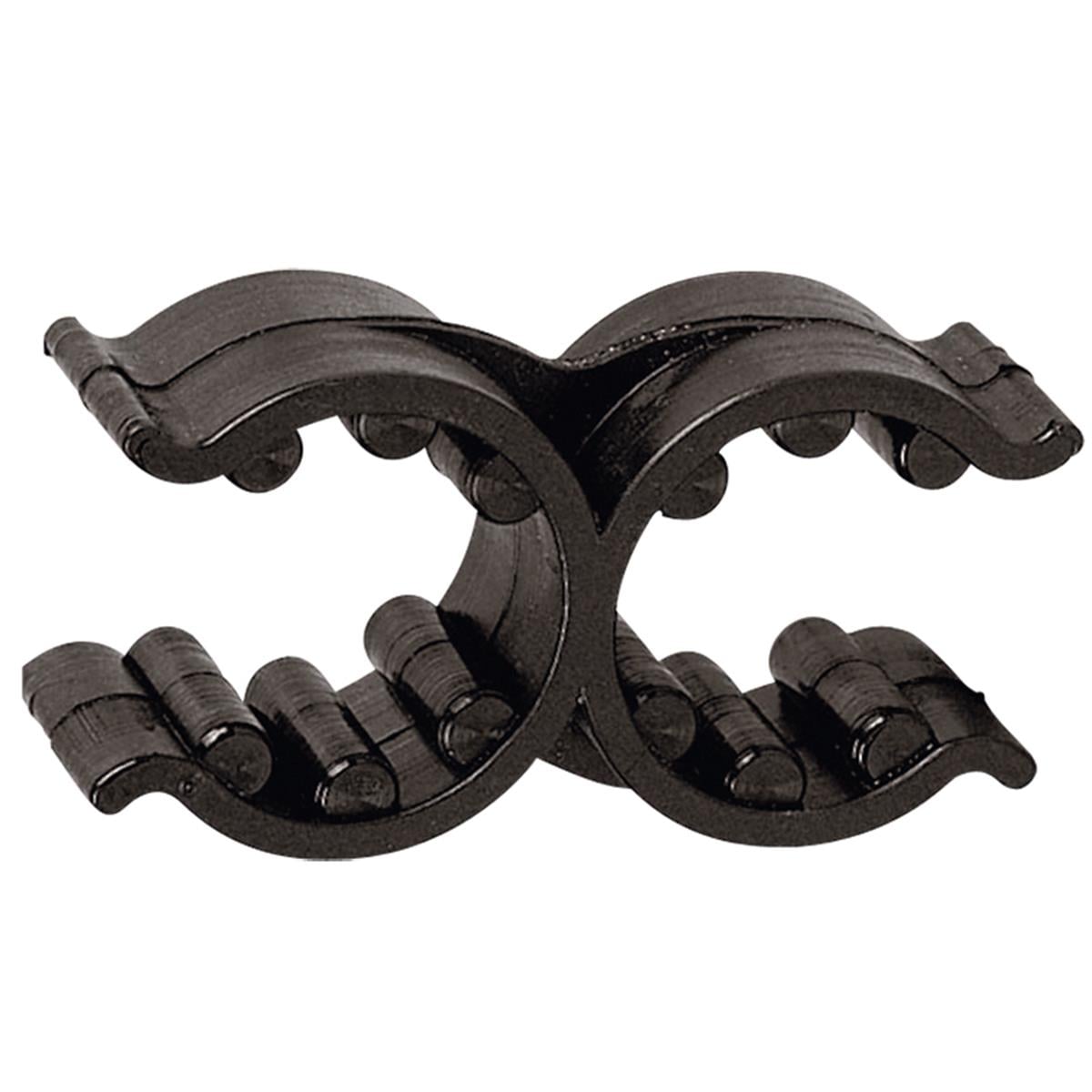  Plastic Support Clip, Double, Adjus. Ø18/25mm, Black 