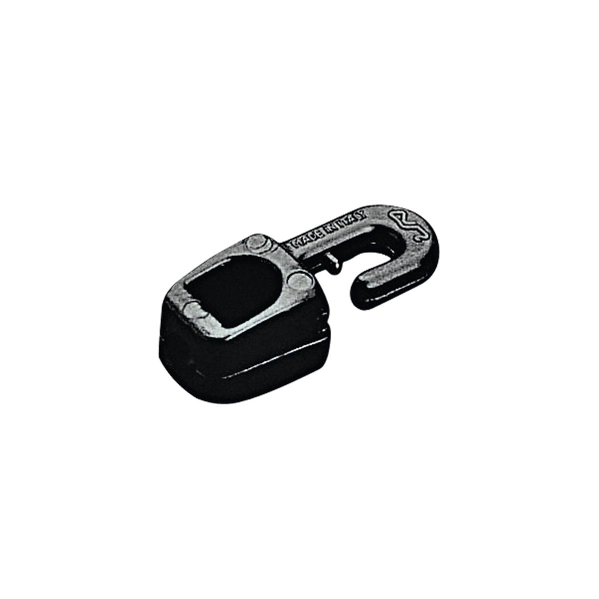  Snap Hook w/Eye Ø9x38mm, f/Ø6mm Cord, Polyam. Black 