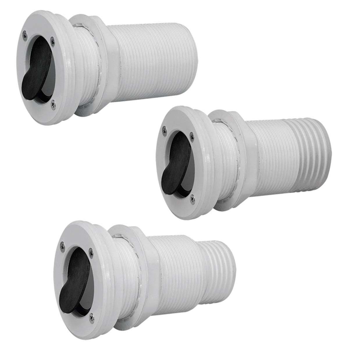  Thru-Hull Threaded Ø55mm, w/Non-Ret.Valve, White 