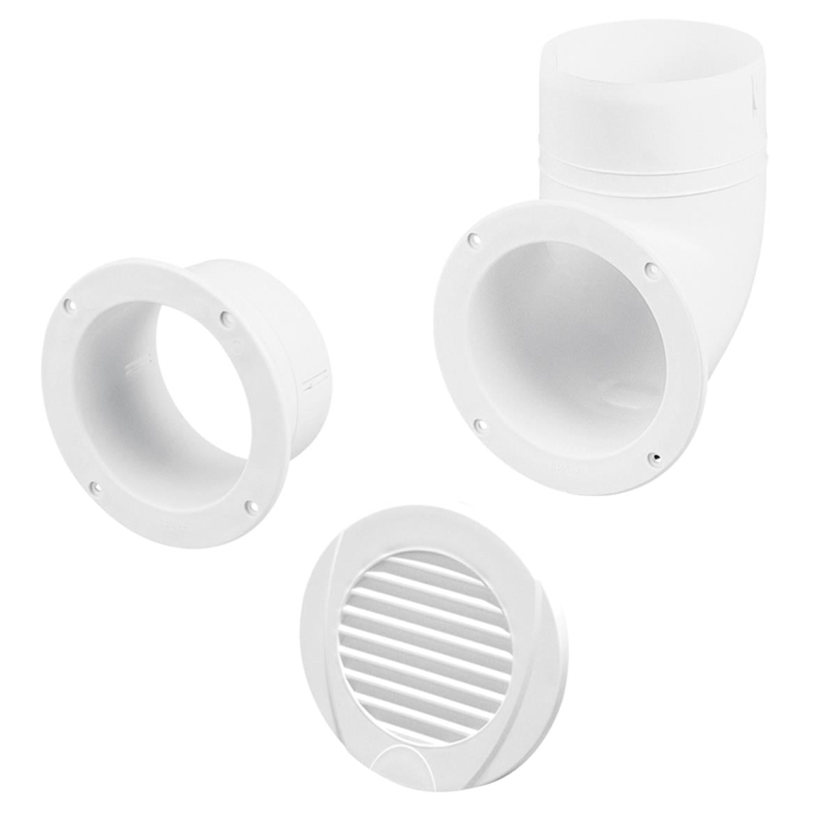  Ventilator Connector, Elbow, Ø102mm, White 