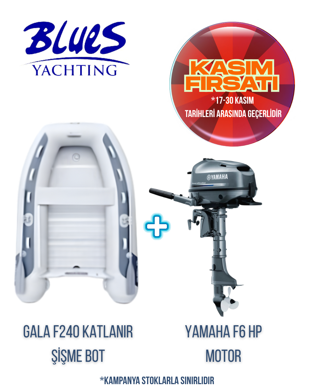 GALA F240 ALÜMİNYUM KATLANIR ŞİŞME BOT ve YAMAHA F6 CMHS DIŞTAN TAKMA MOTOR