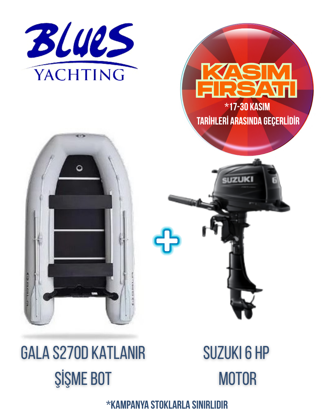 GALA S270D AHŞAP KATLANIR ŞİŞME BOT ve SUZUKI DF 6 AS DIŞTAN TAKMA MOTOR