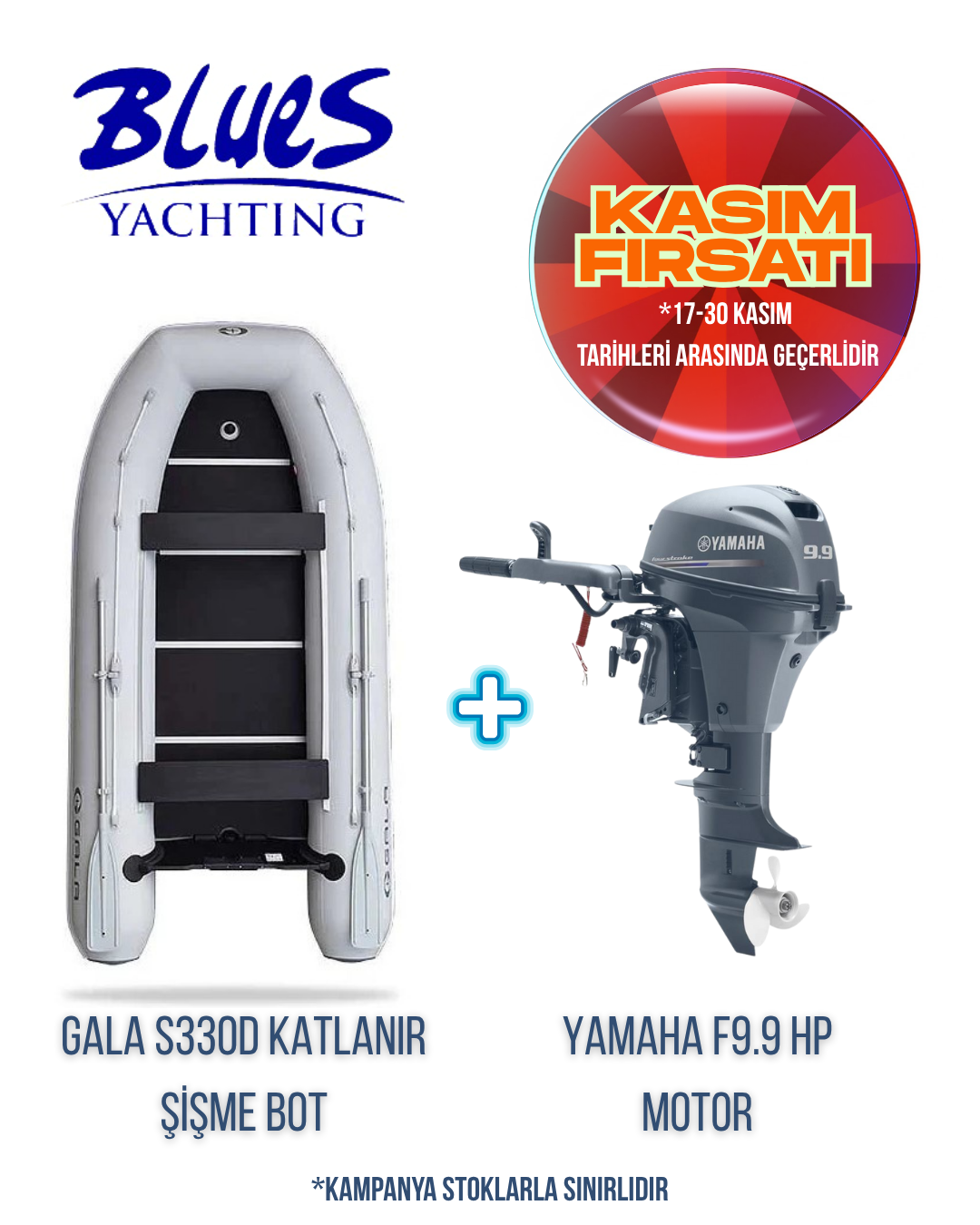 GALA S330D AHŞAP KATLANIR ŞİŞME BOT ve YAMAHA F9.9 JMHS DIŞTAN TAKMA MOTOR