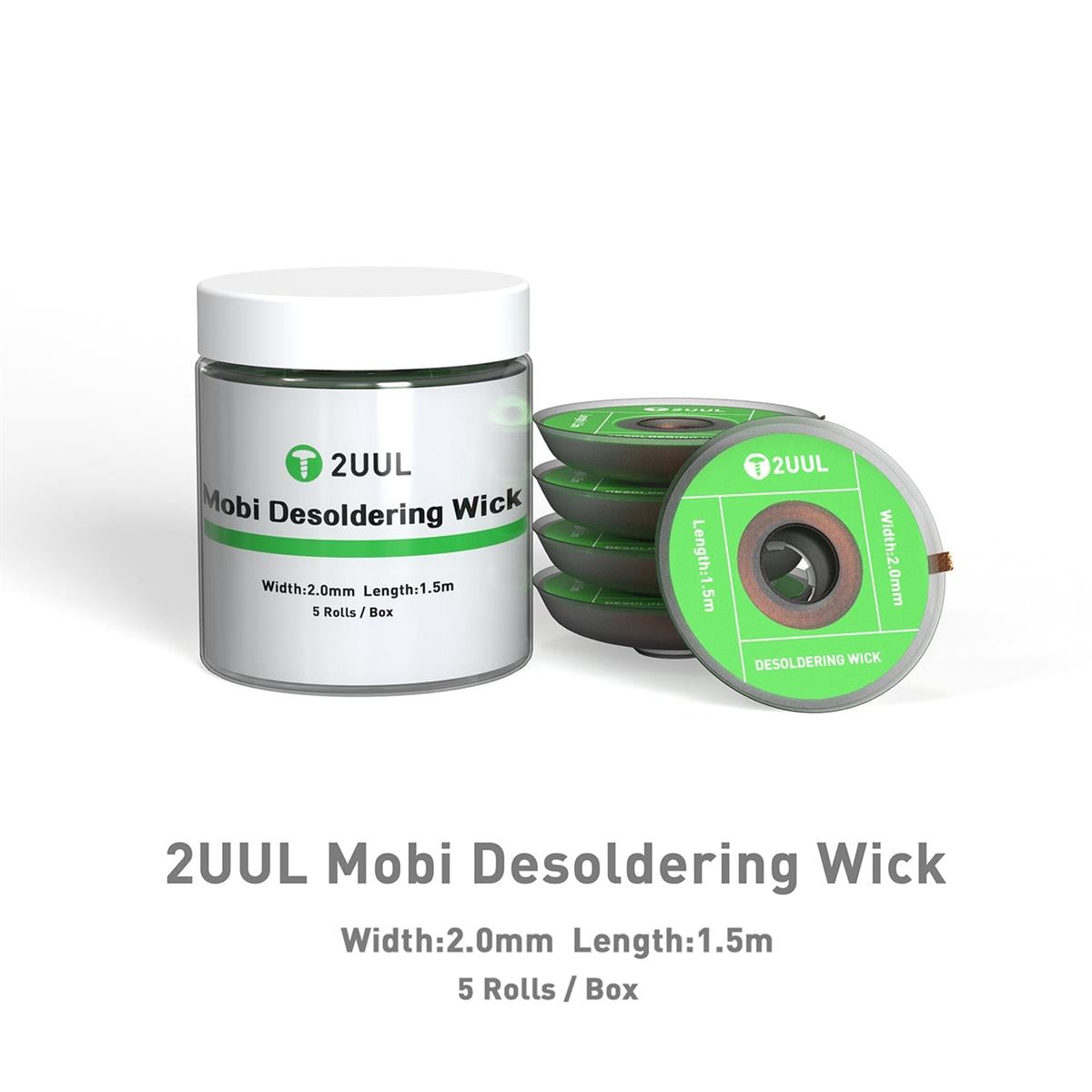 2UUL DW01 Mobi Lehim Sökme Fitili 5 Rulo/Kutu 