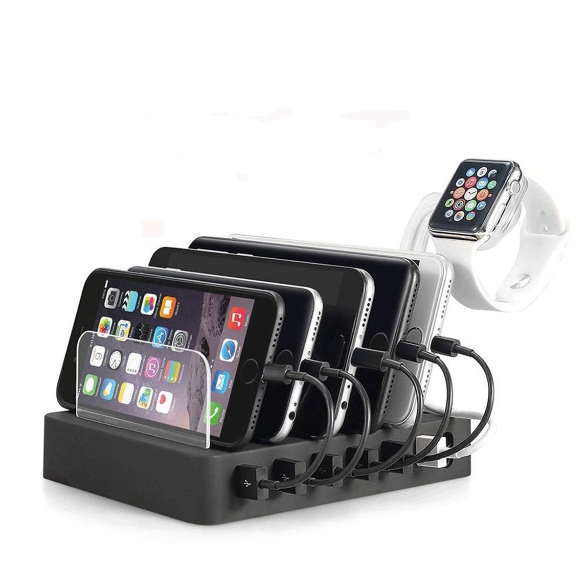 6 Port USB Girişli Telefon Tablet Saat Tutuculu Akıllı Hızlı Şarj İstasyonu