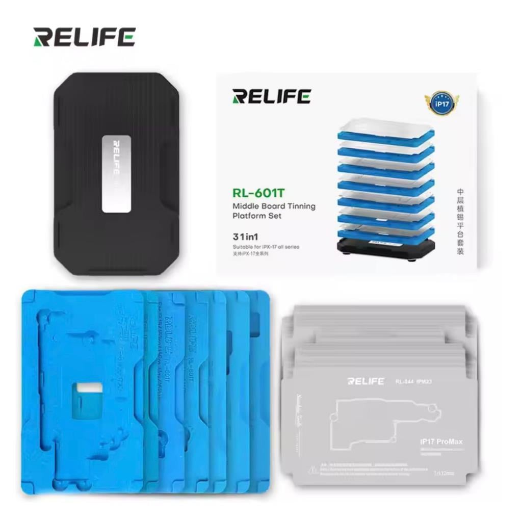 Relife RL-601T 31'i 1 Arada Orta Katman Kalay Dikme BGA Reballing Platform Seti (iPhone X – 17 Pro Max)