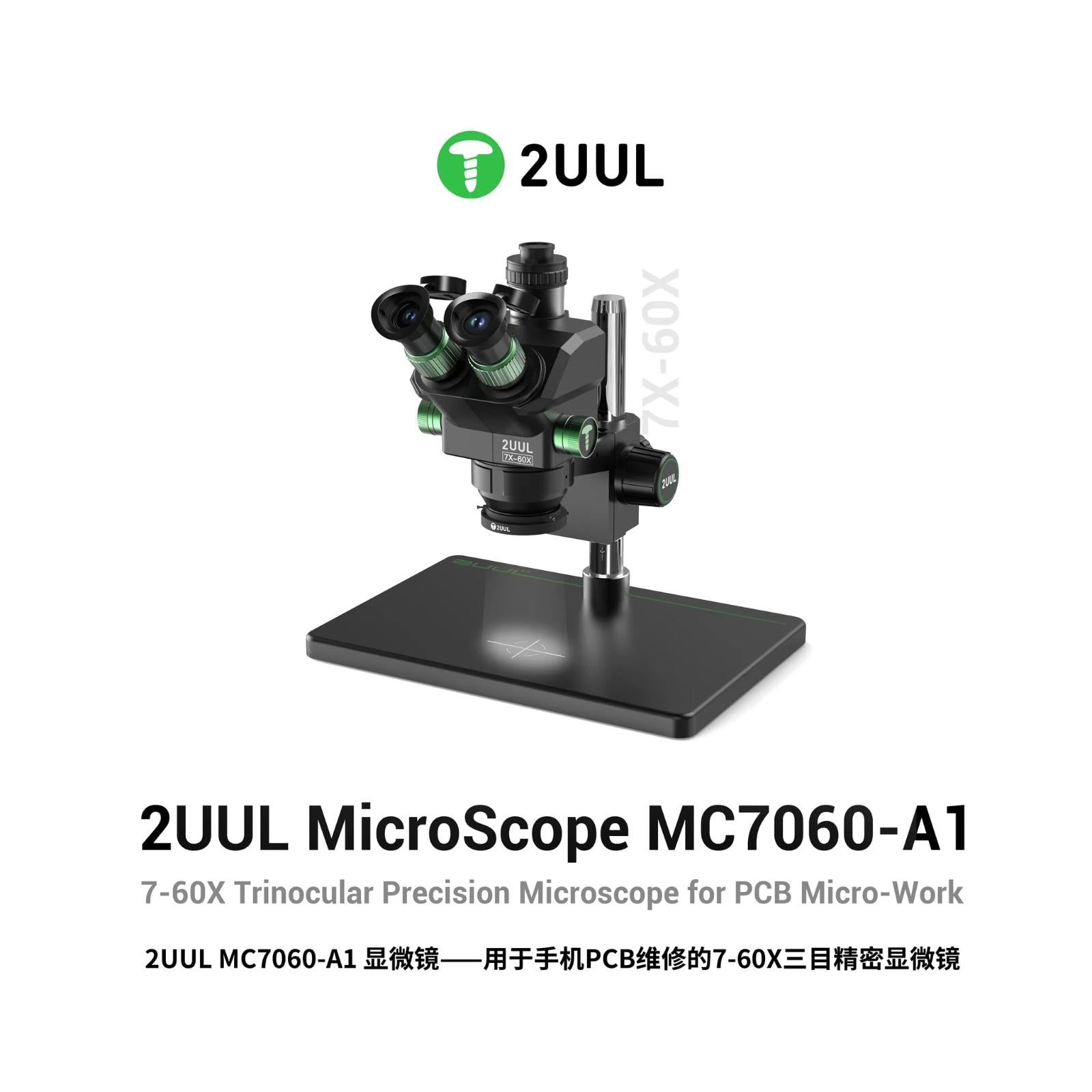 2UUL MC7060-A1 7-60X Senkron Zoom Trinoküler PCB Mikro Çalışma Mikroskobu