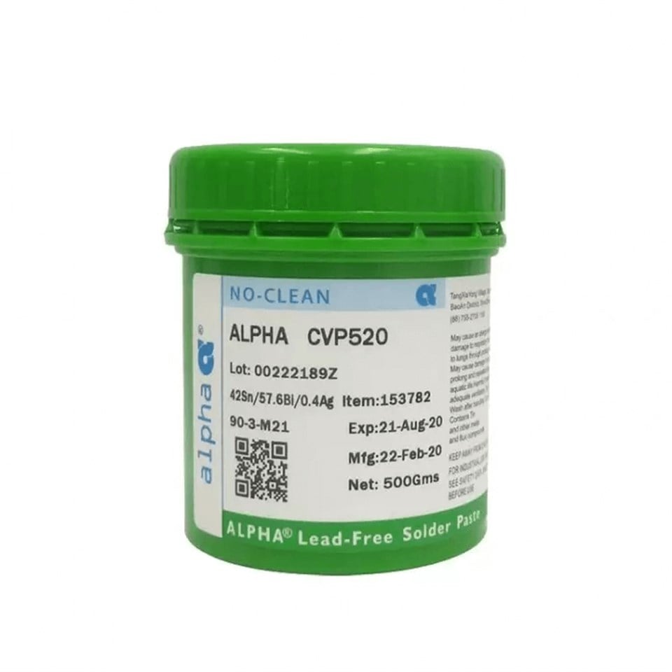 Alpha CVP520 Düşük Sıcaklıkta Eriyen Kurşunsuz Krem Lehim