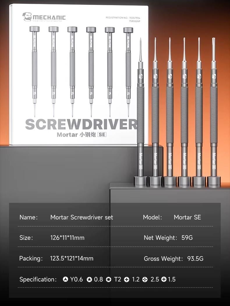 Mechanic Mortar SE Mini 6 Parça S2 Çelik Hassas Manyetik Tornavida Seti