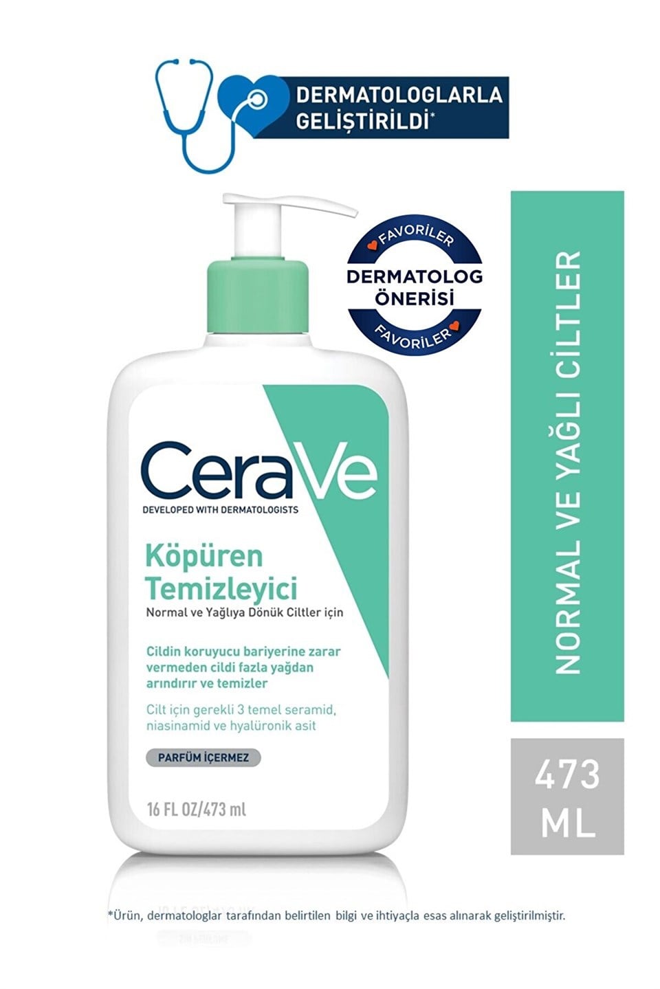Cerave Foaming Cleanser Normal & Yağlıya Dönük Ciltler İçin 473 ml