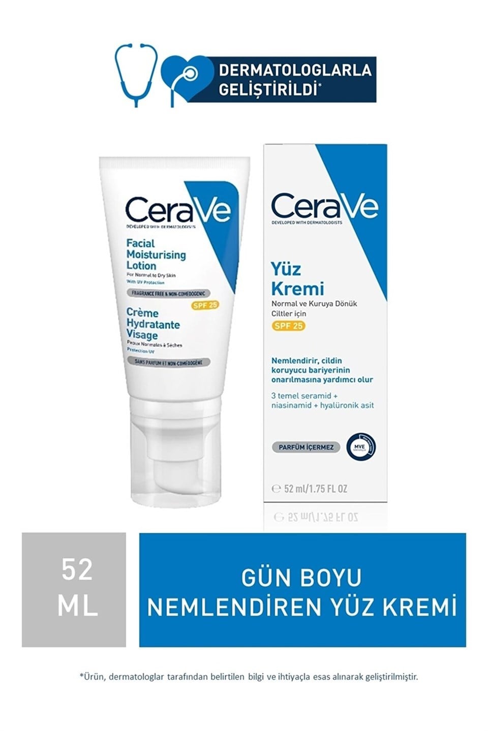 Cerave Normal ve Kuruya Dönük Cilt Tipleri Yüz Kremi Spf 25 52 ml