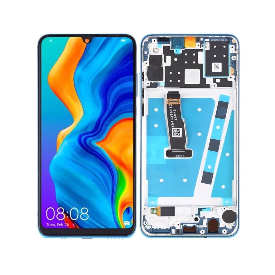 Huawei P30 Lite Lcd Ekran Dokunmatik Mavi Çıtalı 