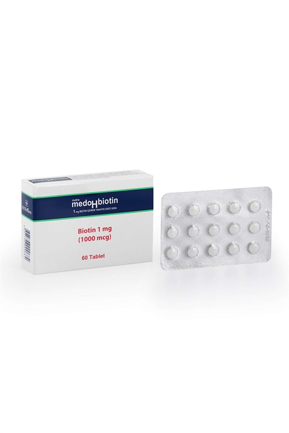 Medohbiotin 1 Mg 60 Tablet (Saç, Cilt ve Tırnak Güçlendirici Vitamin) 
